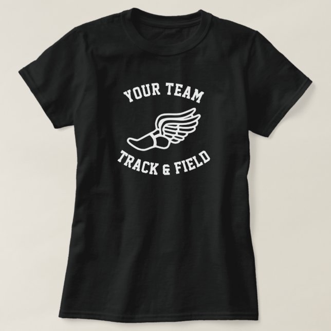 Women's Track and Field Custom Team Name or Text T-Shirt (Design Front)