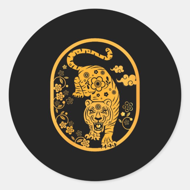 Womens Traditional Art Chinese New Year 2022 Year  Classic Round Sticker (Front)