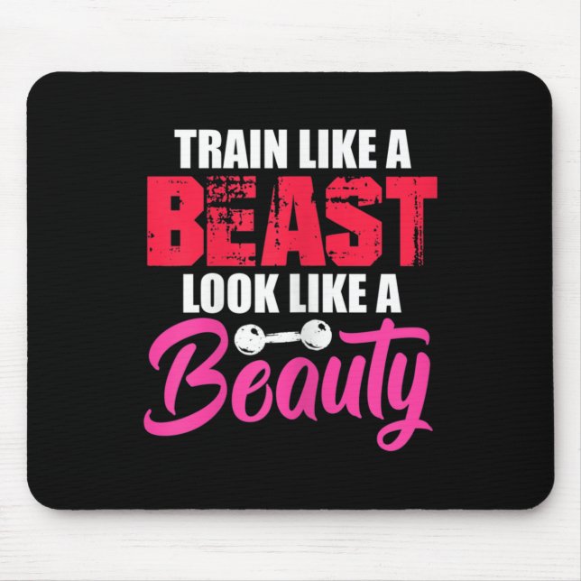 Womens Train Like A Look Like A Beauty Gym Workout Mouse Mat (Front)
