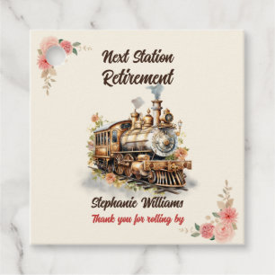 Women's Travel Vintage Train Retirement Party Favour Tags