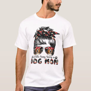 Womens Treeing Walker Coonhound Mum Messy Bun Hair T-Shirt
