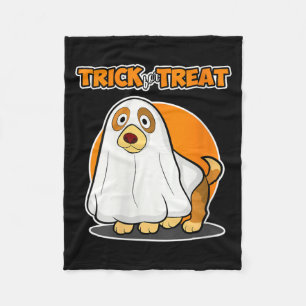 Womens Trick For Treat For Dog Lover - Dog Ghost Fleece Blanket