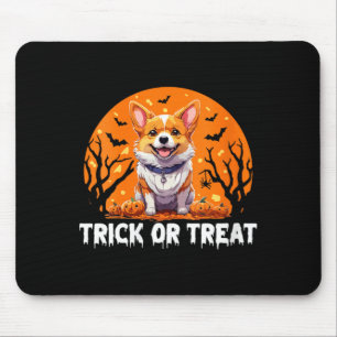Womens Trick Of Treat Halloween Dog V-Neck Mouse Mat
