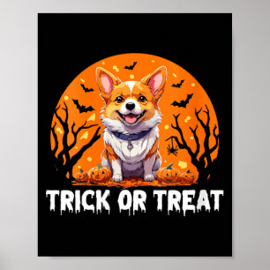 Womens Trick Of Treat Halloween Dog V-Neck Poster