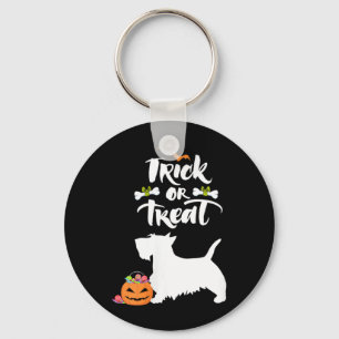 Womens Trick Or Treat Scottie Scottish Terrier Dog Key Ring