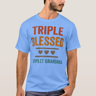 Womens Triple Blessed Triplet Grandma Grandkids Fu T-Shirt
