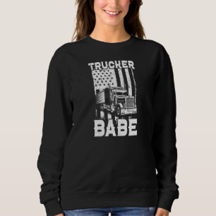 Womens Trucking Big Semi Truck Trucker Babe Sweatshirt