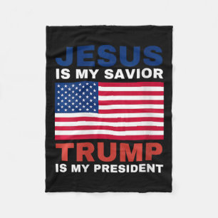 Womens Trump 2020 Gifts Jesus Is My Saviour Trump Fleece Blanket