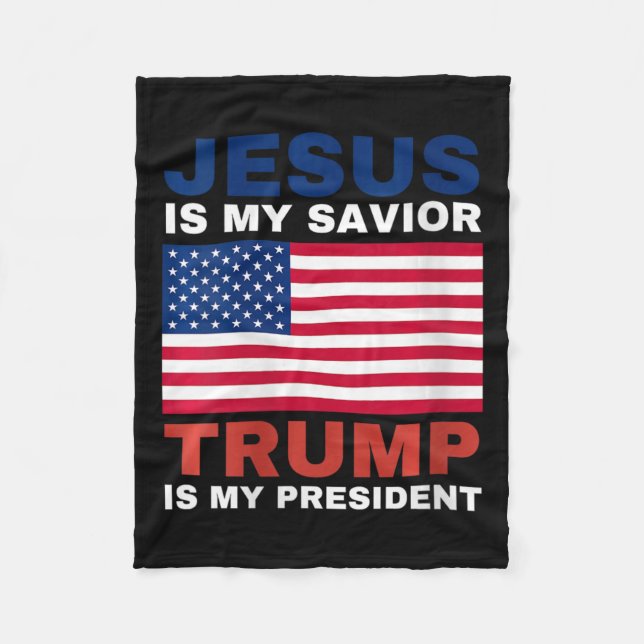 Womens Trump 2020 Gifts Jesus Is My Saviour Trump  Fleece Blanket (Front)