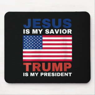 Womens Trump 2020 Gifts Jesus Is My Saviour Trump Mouse Mat