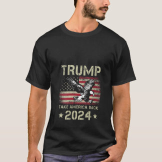 Womens Trump 2024 Take America Back American Flag T-Shirt