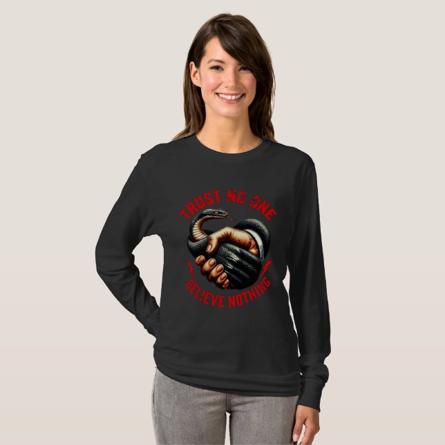 Women's Trust No One Long Sleeve Tee - Believe Not (Front Full)