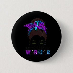 Womens Tu Messy Bun Ribbon Rheumatoid Arthritis Aw 6 Cm Round Badge