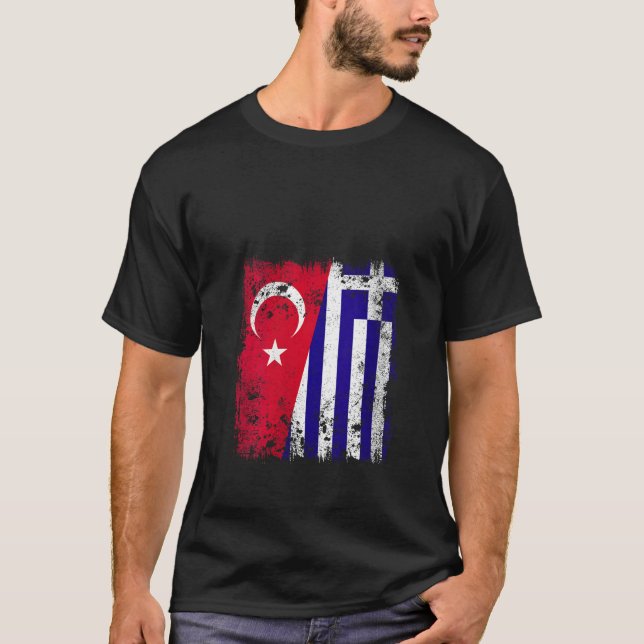 Womens Turkey Greece Half Flag Turkish Greek Flag  T-Shirt (Front)