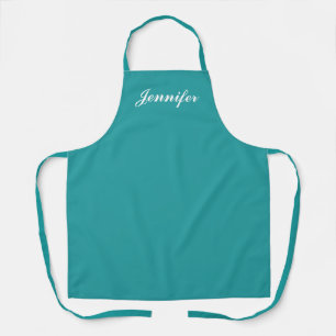 Womens Turquoise Teal Script Personalised Chef Apron