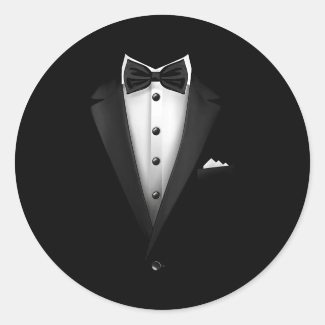 Womens Tuxedo Wedding Special Occasion Bow Tie V-n Classic Round Sticker (Front)