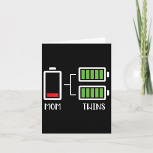 Womens Twin Mama Funny Tired Low Cute Mum Of Twins Card