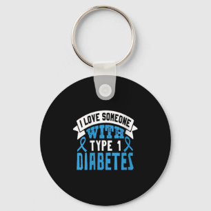 Womens Type 1 Diabetes Love Juvenile Diabetes Blue Key Ring