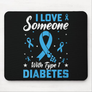 Womens Type 1 Diabetes Love Juvenile Diabetes Blue Mouse Mat