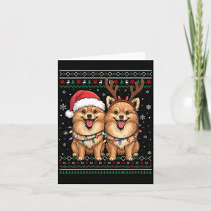 Womens Ugly Meranian Dog Xmas Santa Matching Chris Card