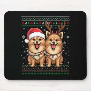 Womens Ugly Meranian Dog Xmas Santa Matching Chris Mouse Mat