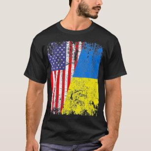 Womens Ukraine Ukrainian American Flag Tshirt Sup