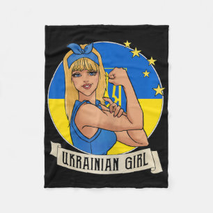 Womens Ukrainian Girl Ukraine Flag Merchandise Ukr Fleece Blanket