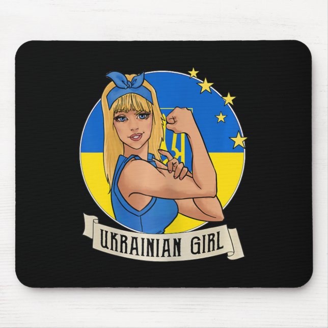 Womens Ukrainian Girl Ukraine Flag Merchandise Ukr Mouse Mat (Front)