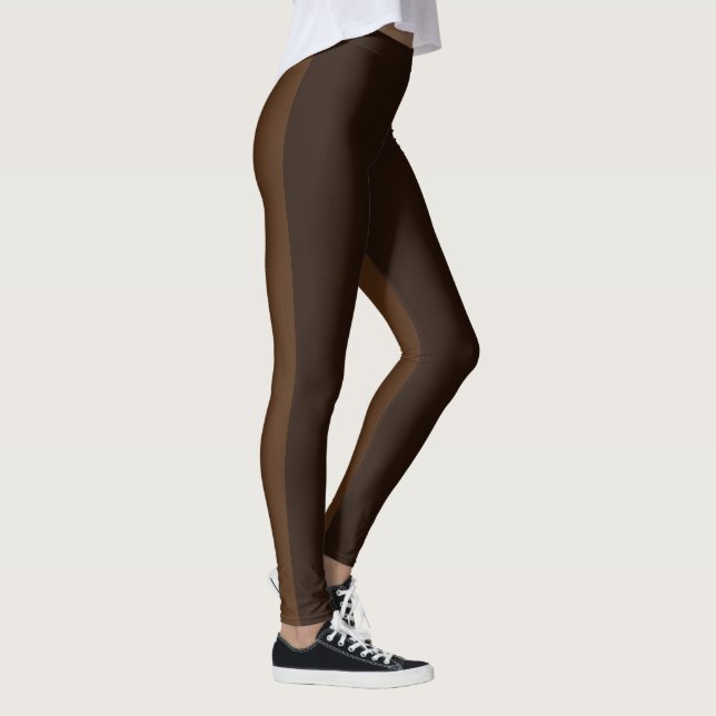 Women's Ultra Stretch Duo Tone Brown Full Length  Leggings (Right)