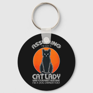 Womens Uming Cat Lady Halloween _ Dog And Black Key Ring