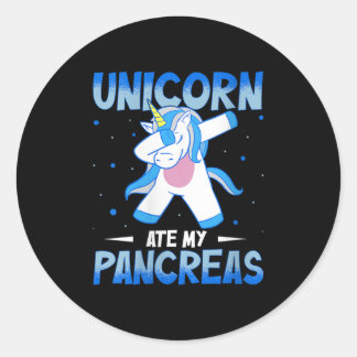 Womens Unicorn Ate My Pancreas V-neck  Classic Round Sticker