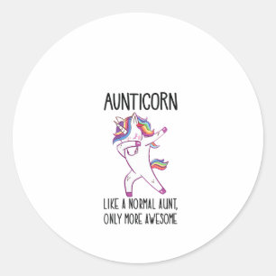 Womens Unicorn Aunt Aunticorn Like a Normal Aunt O Classic Round Sticker