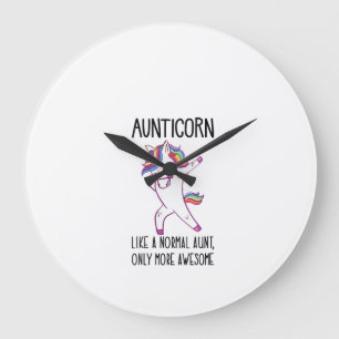 Womens Unicorn Aunt Aunticorn Like a Normal Aunt O Large Clock