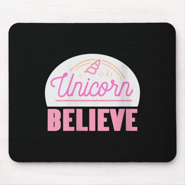 Womens Unicorn Believe Sitive Magic Fantasy Rainbo Mouse Mat (Front)