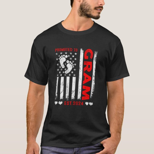 Womens US American Flag Promoted To Gram 2024 Moth T-Shirt (Front)
