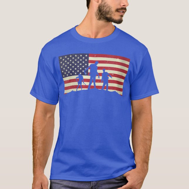 Womens USA American Flag Distressed Halloween Zomb T-Shirt (Front)