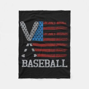 Womens Usa Flag Baseball Crossed Bats Baseball Pla Fleece Blanket