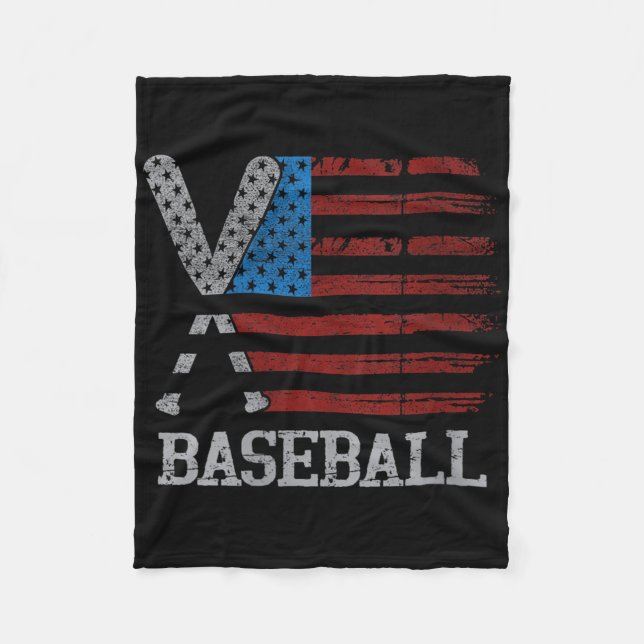 Womens Usa Flag Baseball Crossed Bats Baseball Pla Fleece Blanket (Front)