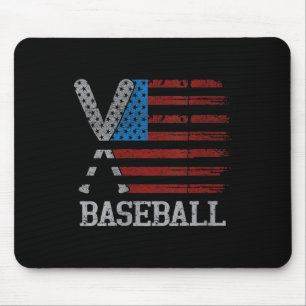 Womens Usa Flag Baseball Crossed Bats Baseball Pla Mouse Mat