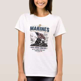 Women's USMC Marines Forged By Valour American Fla T-Shirt