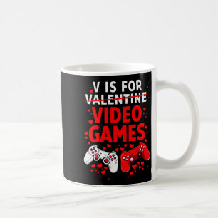 Women's V Is For Video Games Funny Valentines Game Coffee Mug