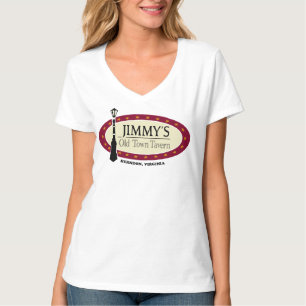 Women's V Neck Short White T-Shirt