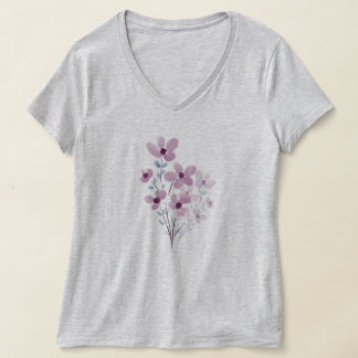 Women's V-Neck T-Shirt purple Purple Flowers