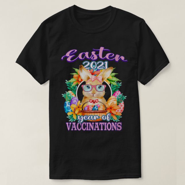Womens Vaccinated  Easter Bunny CNA Nurse Vaccinat T-Shirt (Design Front)