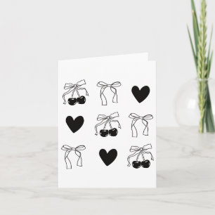 Womens Valentine Cherry Bow Heart Cute Romantic Ae Card