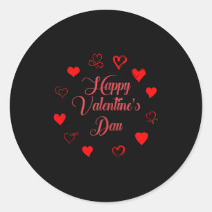 Womens Valentine's Day Love Heart Printed Casual G Classic Round Sticker
