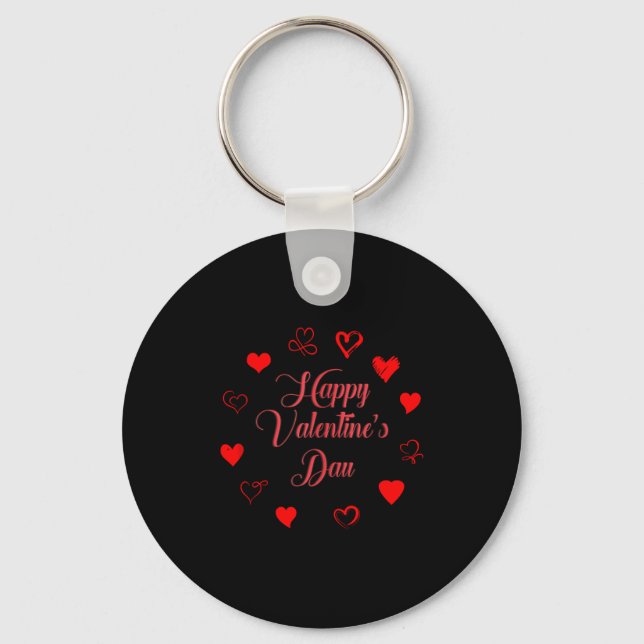 Womens Valentine's Day Love Heart Printed Casual G Key Ring (Front)