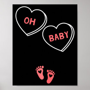 Womens Valentines Day Pregnancy Announcement Shirt Poster
