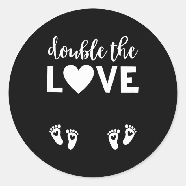 Womens Valentines Day Twin Pregnancy Announcemen V Classic Round Sticker (Front)