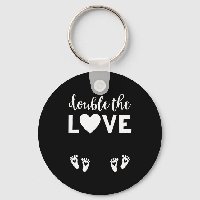 Womens Valentines Day Twin Pregnancy Announcemen V Key Ring (Front)